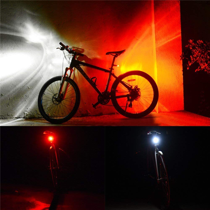 Super Bright Front Headlight and Free Rear LED Bicycle Light, 4 Working Modes, 600mAh Combo USB Rechargeable Bike Light Set