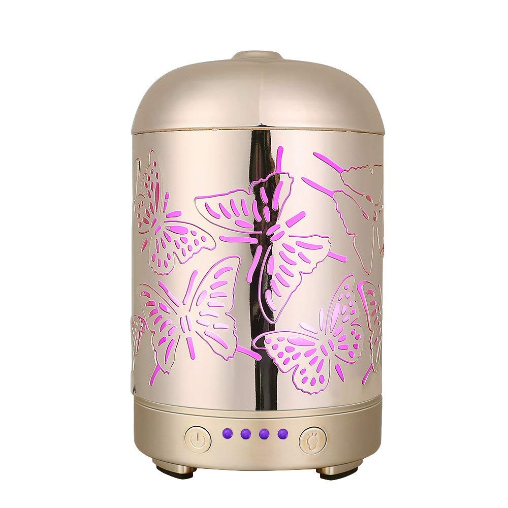 Butterfly Chrome Design Metal Aroma Diffuser,100ml Essential Oil Diffuser for Home Spa Hotel