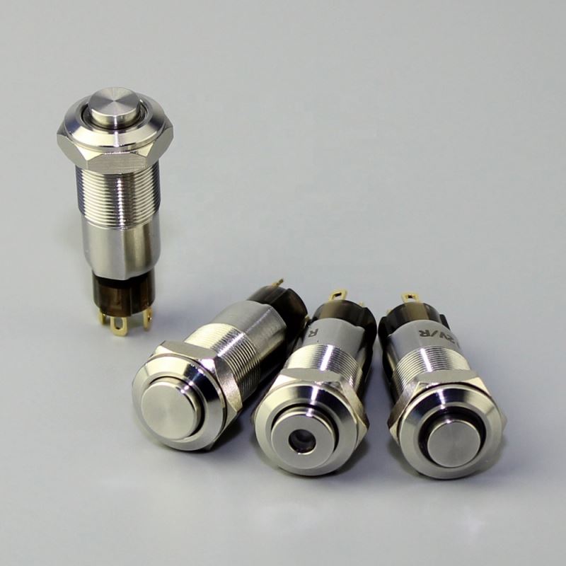 IP67 Miniature Dot Led Lighted Single Pole 10mm Push Button Switch