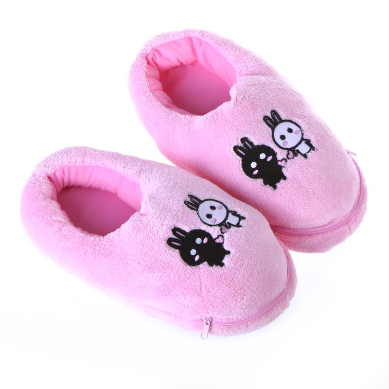 New Arrival Safe and Reliable Plush USB Foot Warmer Shoes Soft Electric Heating Slipper Cute Rabbits Pink