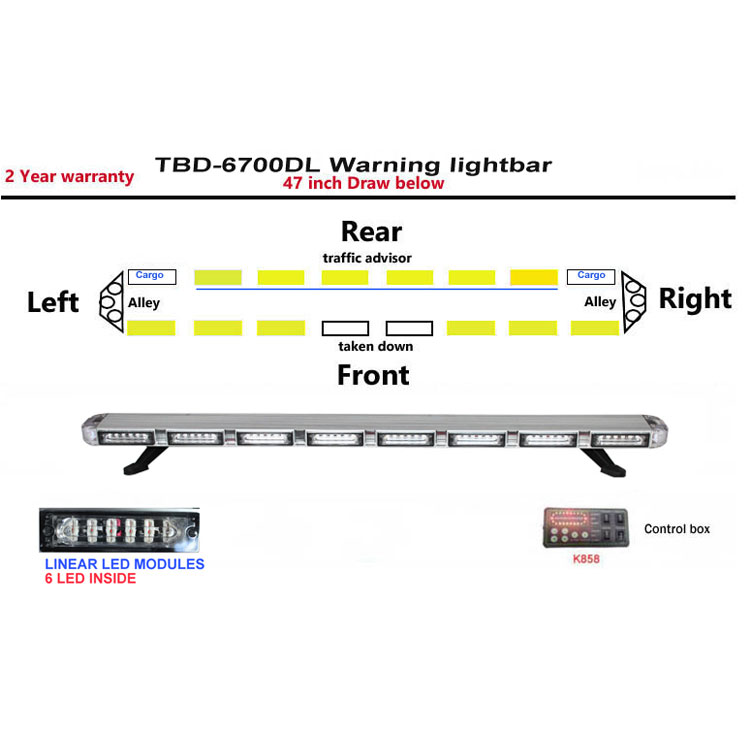 Solid Aluminum Housing LINEAR Slim 47 inch Led Police Strobe Lightbar