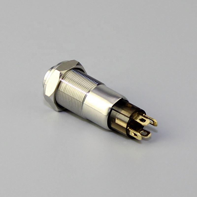 Metal Ring Illuminated 4 Pin Mini Waterproof Push Button Switch