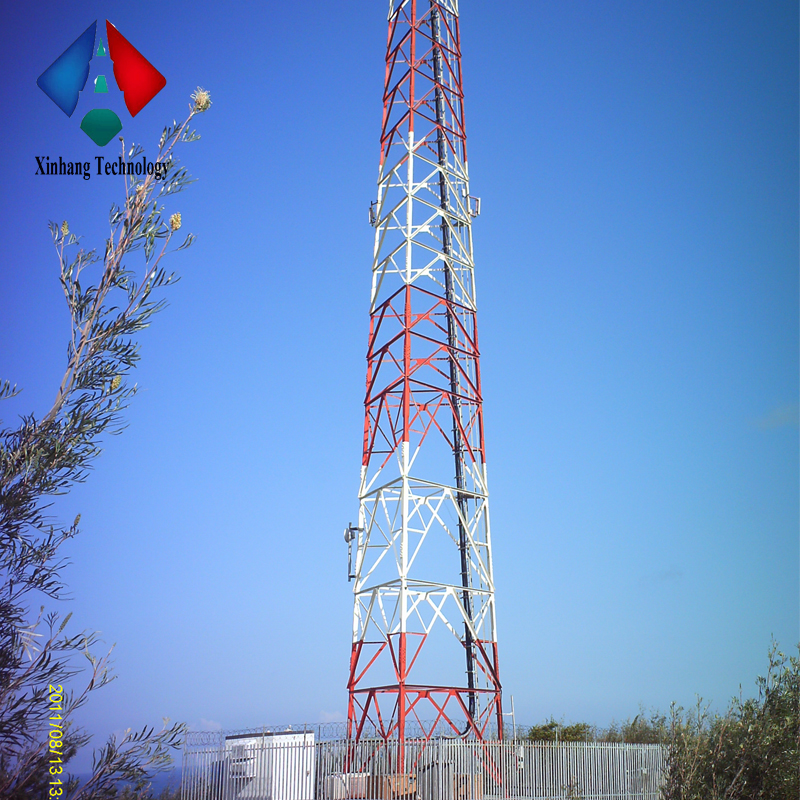 three leg steel lattice pipe microwave telecommunication tower guyed radio telecom tower