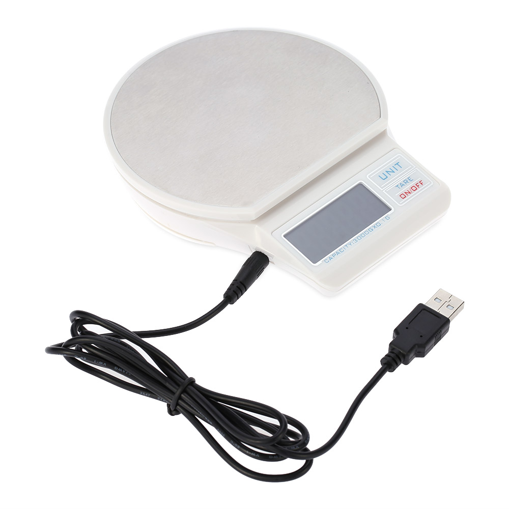 3000g/0.1g Mini Electronic Balance High Precision Electronic scales Digital Scale Pocket Kitchen Scales Food Weighing Tool White