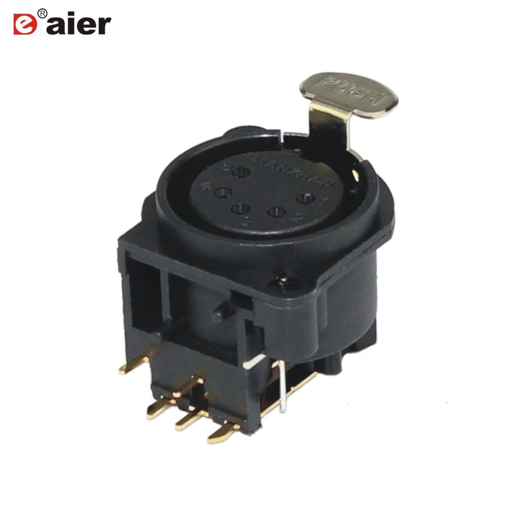 Vertical Type Female Socket With Push Combined 5 Pins PC Terminal XLR Connector