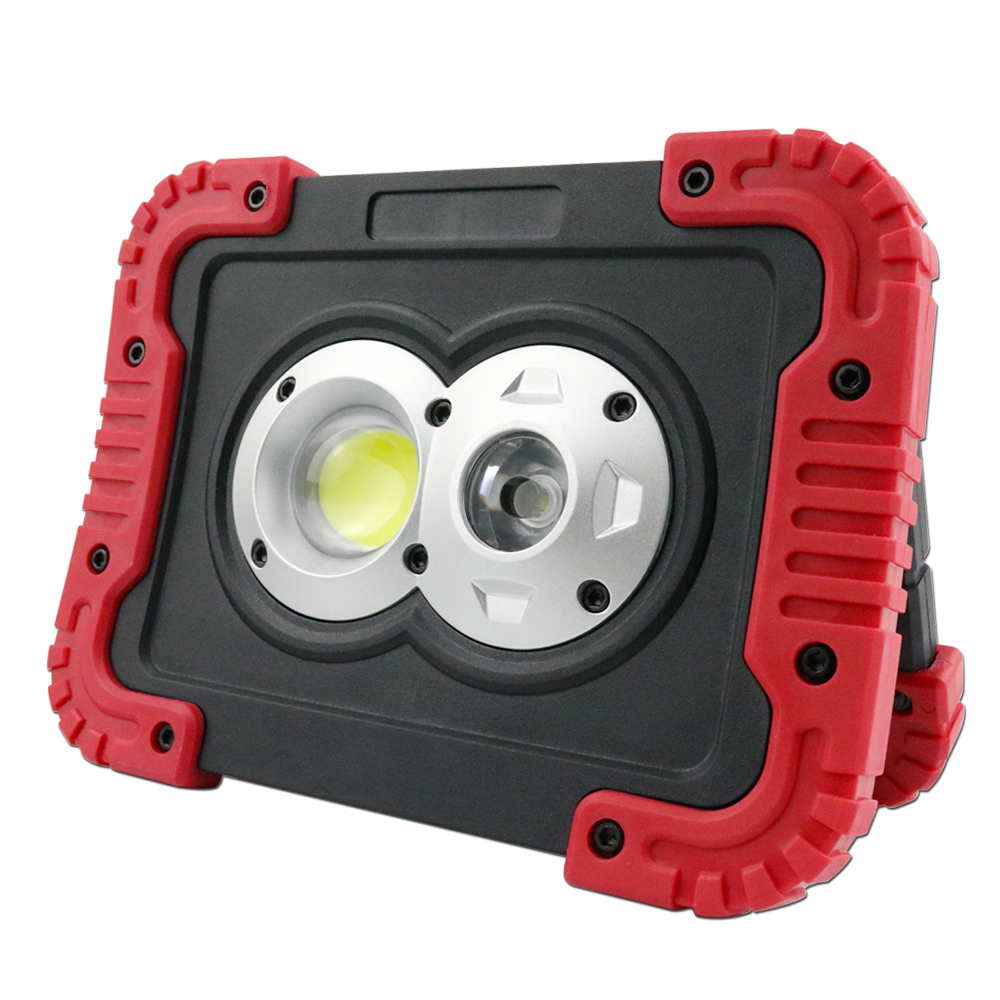 Super bright 10 W 1050 lumen portable work zone rechargeable cob LED worklight with stand