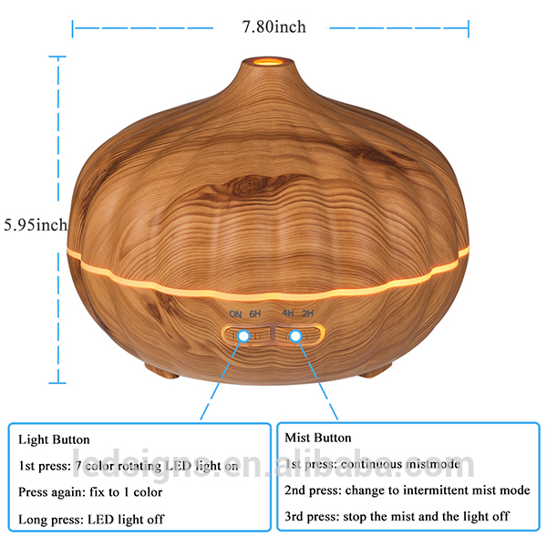 2017 Newest Large Capacity Wood Grain Aroma Diffuser Humidifier with 7 LED Lights