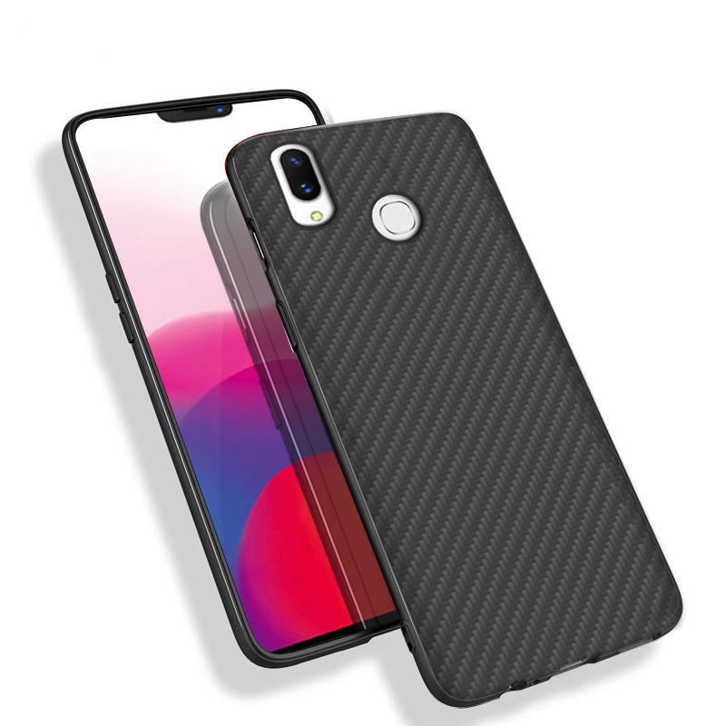 Matte Finish Carbon Fiber Textured Light Thin Shock Absorbing Bumper Skin hard case For Vivo X21