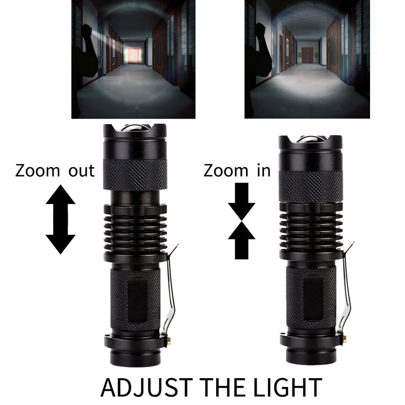 Zoom 3 Modes Zoom Dimmer mini military flashlight , Rechargeable Mini Led Torch