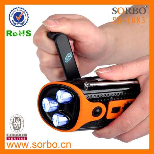 High Sensitive Shortwave FM/AM Radio Hand Crank LED Flashlight Radio