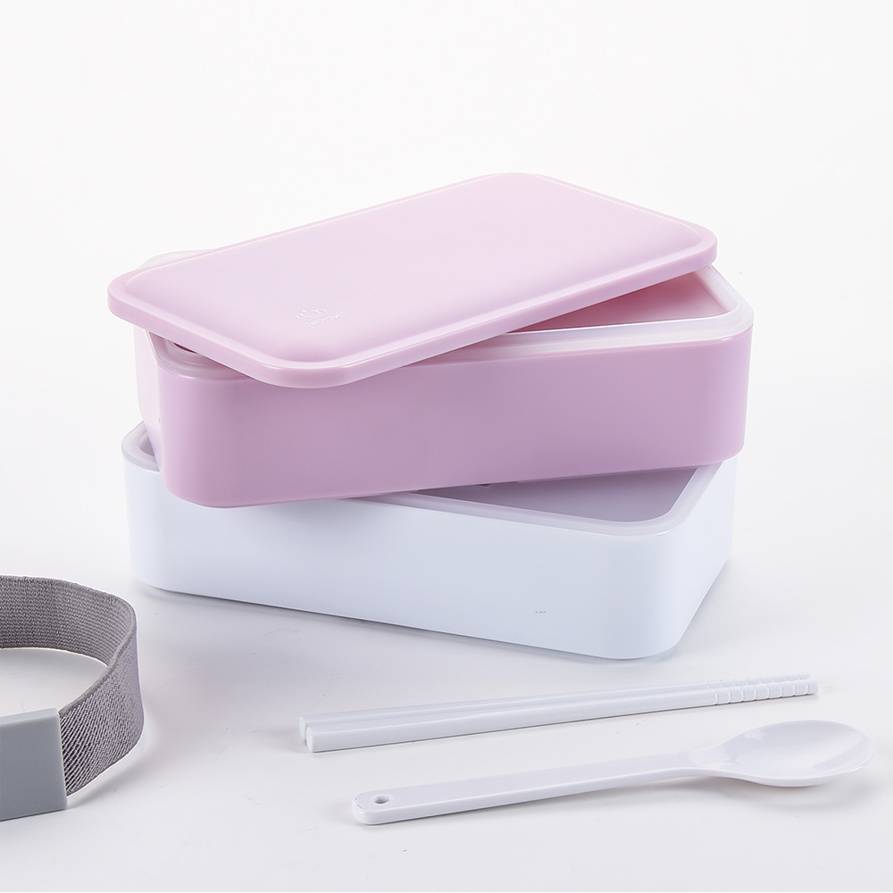 1200ml Exquisite Food Container Set Classic Double-layer Lunchbox Elegant Bento Box with Chopsticks Spoon for Adults Children