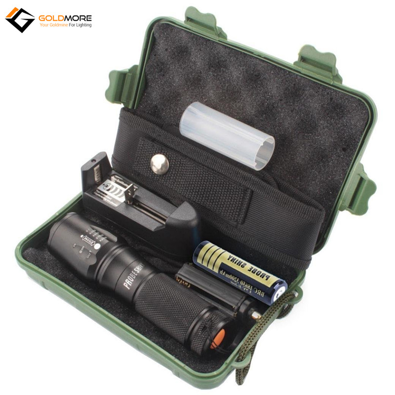 XML T6 LED Zoomable Tactical Flashlight Kit With Rechargeable Battery and Charger