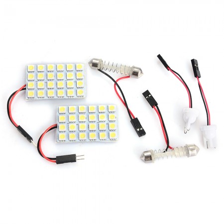 T10/31-42mm 3W 24*5050 SMD 240LM 6000-6500K White LED Home Car Reading/Signal/Dome Lights (DC12V 2PCS)