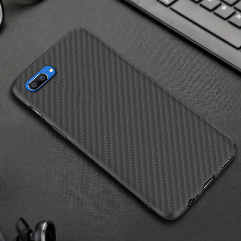 Matte Finish Carbon Fiber Textured Light Thin Shock Absorbing Bumper Skin hard case For OPP O Realme C1