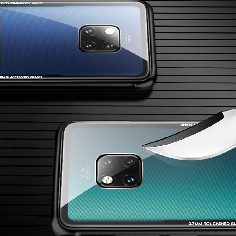 Clear 9H Tempered Glass back Cover Phone Case for Huawei Mate 20 Pro TPU frame