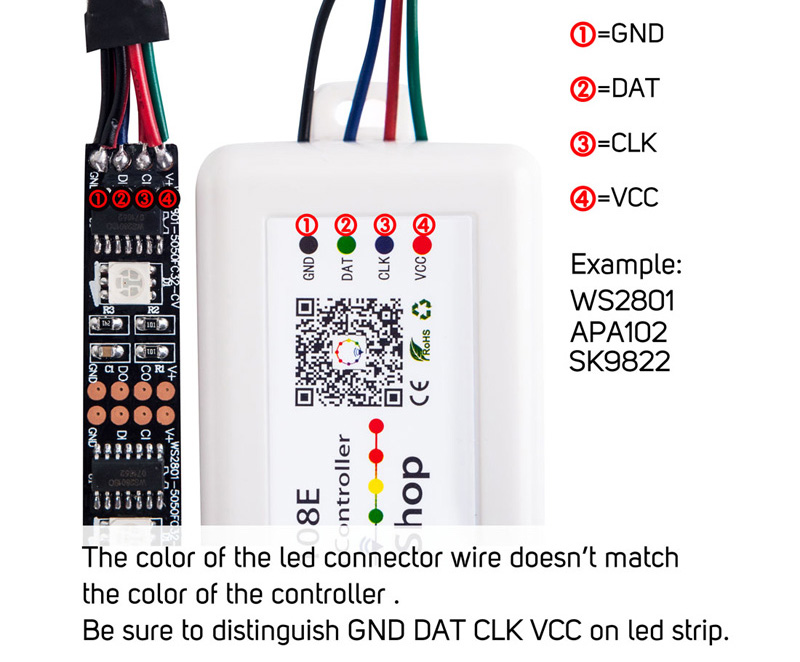 SP108E WS2812B WS2811 WS2801 LED WiFi Controller, iOS Android App Wireless Remote Control DC5V~24V SP108E for SK6812 SK681