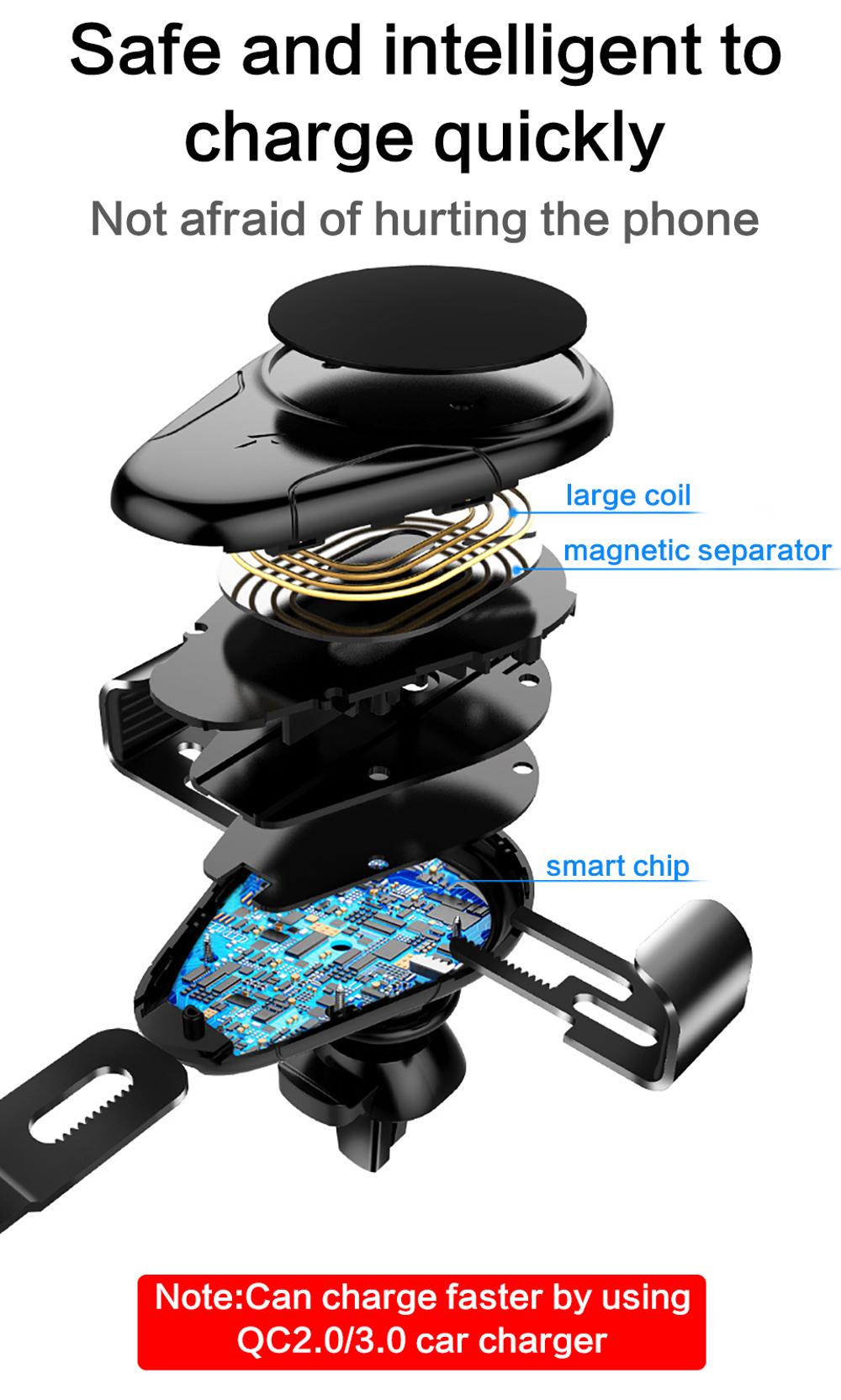qi wireless car charger mount Supports for iphone x 8 samsung s9 s8 fast charging gravity car phone holder Stand mobile