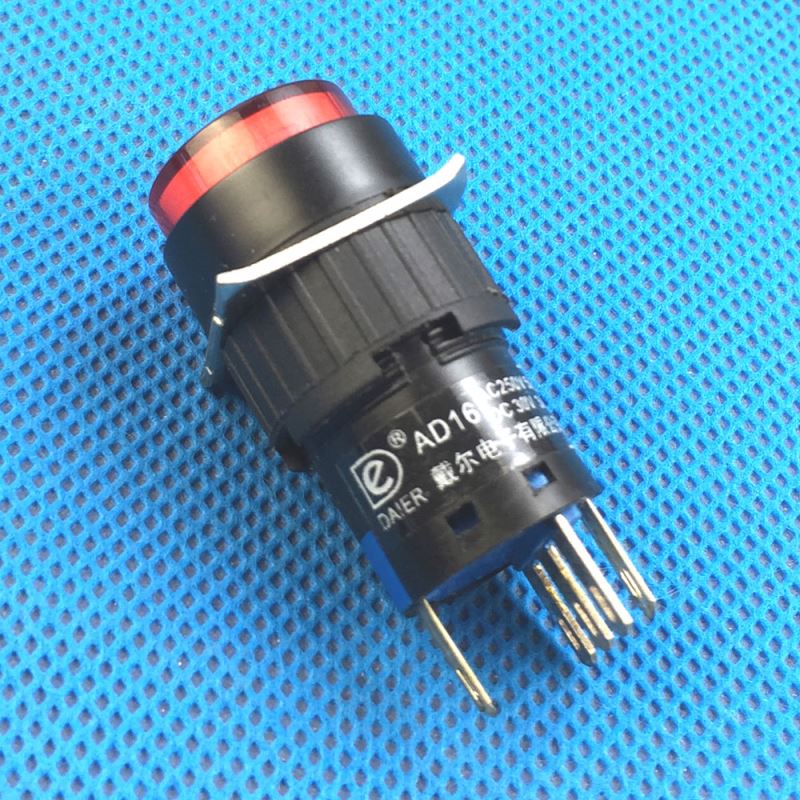 16mm 5 Pin Solder Terminal  Momentary 6V LED Push Button Switch