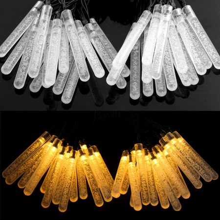 30LED Solar Bubble Stick Powered Fairy Ice Shape String Lights Garden mas Deocr
