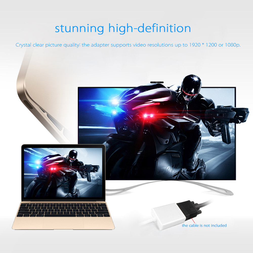 USB3.1 Type-C to VGA Video Adapter USB Type C to VGA Converter with 1080P Resolution