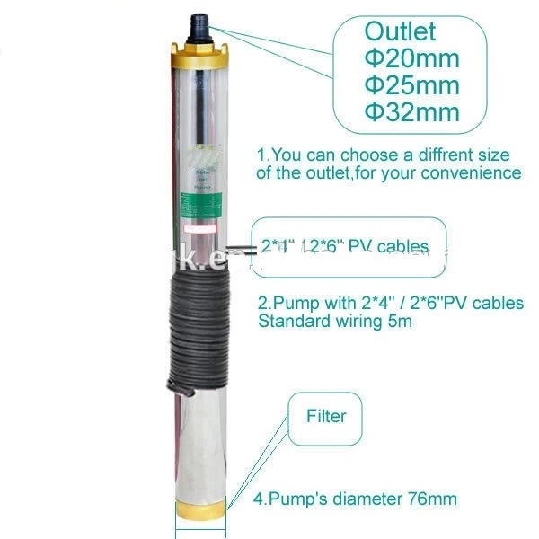 Wholesale Standard 5kw Garden Deep Well Submersible solar water pump