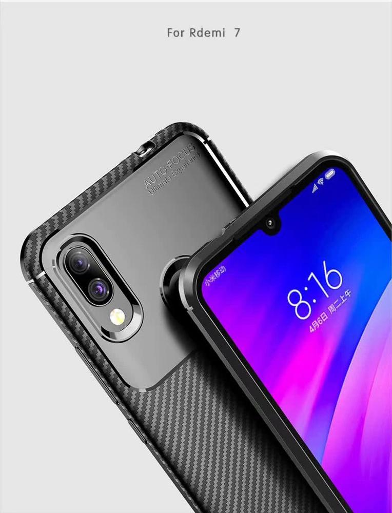 Carbon Fiber 360 Protective phone case For Redmi 7 TPU Silicone back cover case