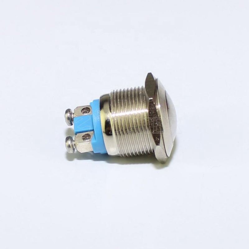 IP67 SPST Normally Open 2 Pin Stainless Steel Push Switch 250V