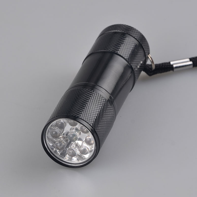 Mini 9 Led Light 3*AAA Battery Aluminum Flashlight UV Black Light Torch