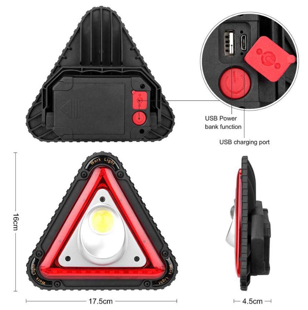 Triangle COB Work Light USB Charging 36LED Traffic Warning Light Function Outdoor powerful led Searchlight Emergency Lights