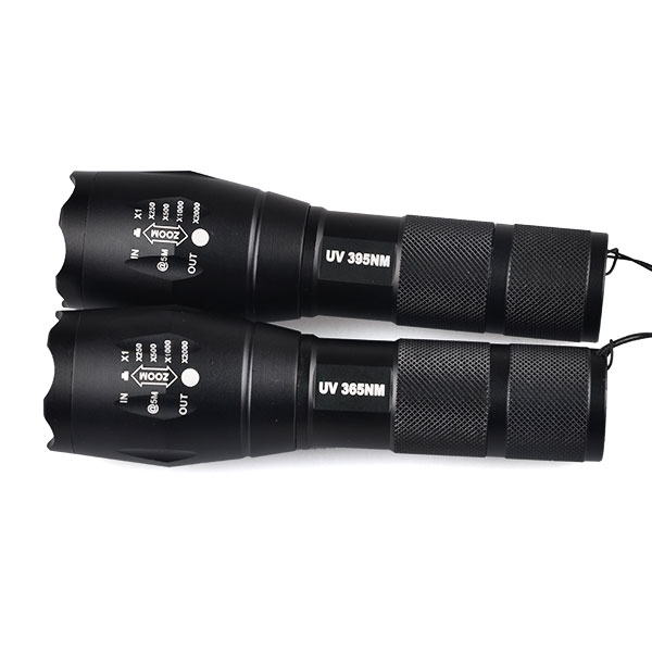 White + UV Dual LED Tactical Zoom G700 UV Flashlight Rechargeable 18650 or AAA Battery Powered UV Flashlight