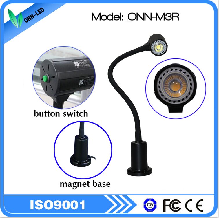 Model M3R 24V 220V IP20 Magnetic base machine light cob work light gooseneck led light