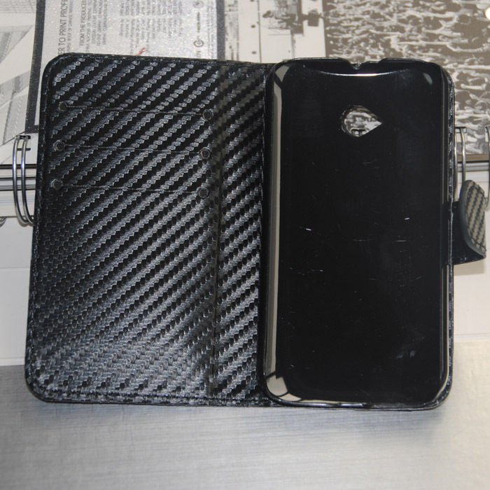 Free Shipping Cost for Motorola MOTO E 2nd Mix Colors Book stand Carbon Leather case
