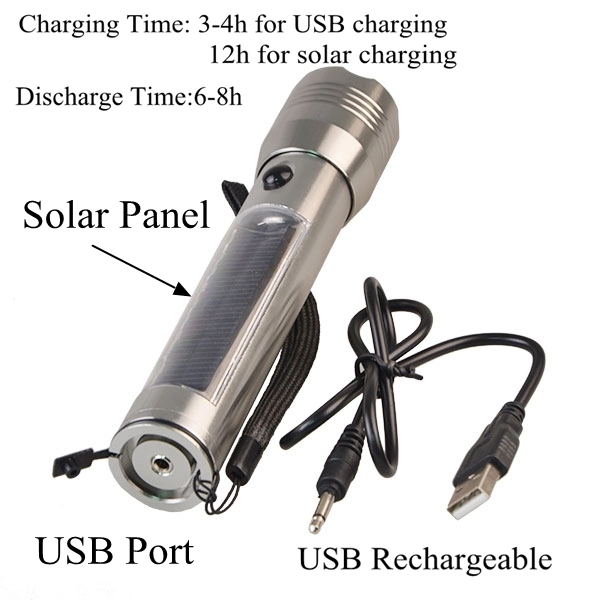 High Power Bike Light Focusing USB Rechargeable Flashlight Led Solar Light For Outdoor