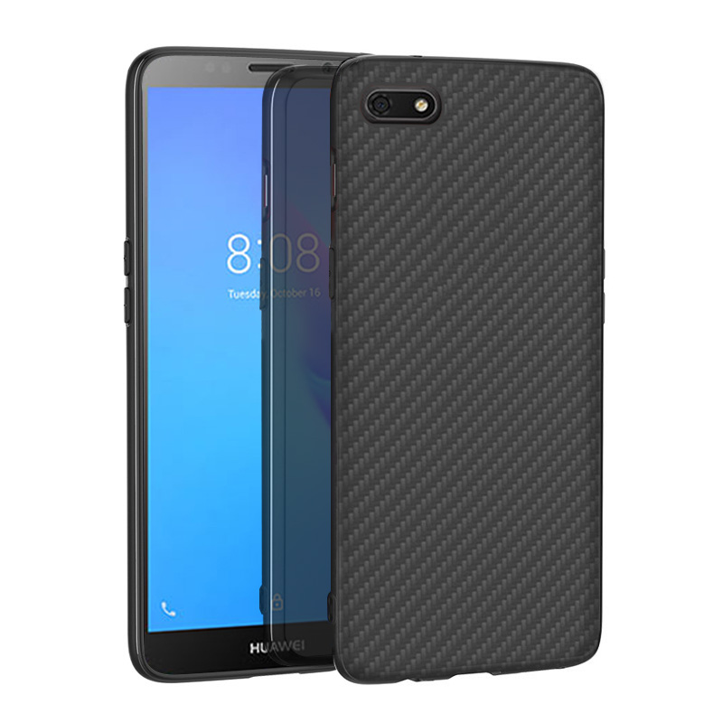 Premium Carbon Fiber  Case Full Sides Protective Shell Back shockproof Cover Design For Huawei Y5 Lite 2018