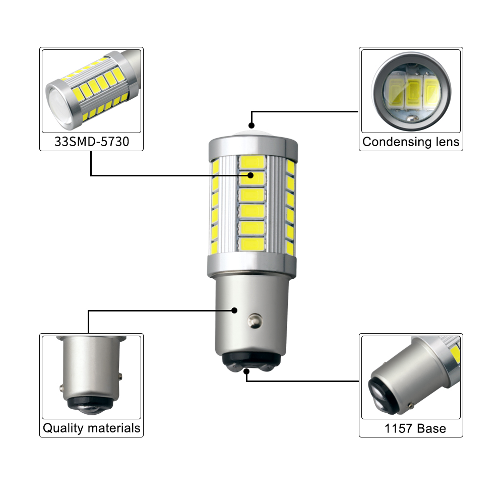 Smd Led White Motorcycle 1157 33 Smd 5730 Light Bulb