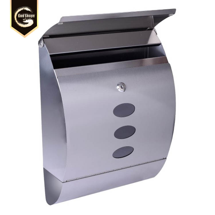 Stainless Steel Wall Mounted Cambered Mailbox for letters