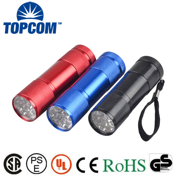 Hot Sell Aluminum 9 LED Logo Advertising Flashlight