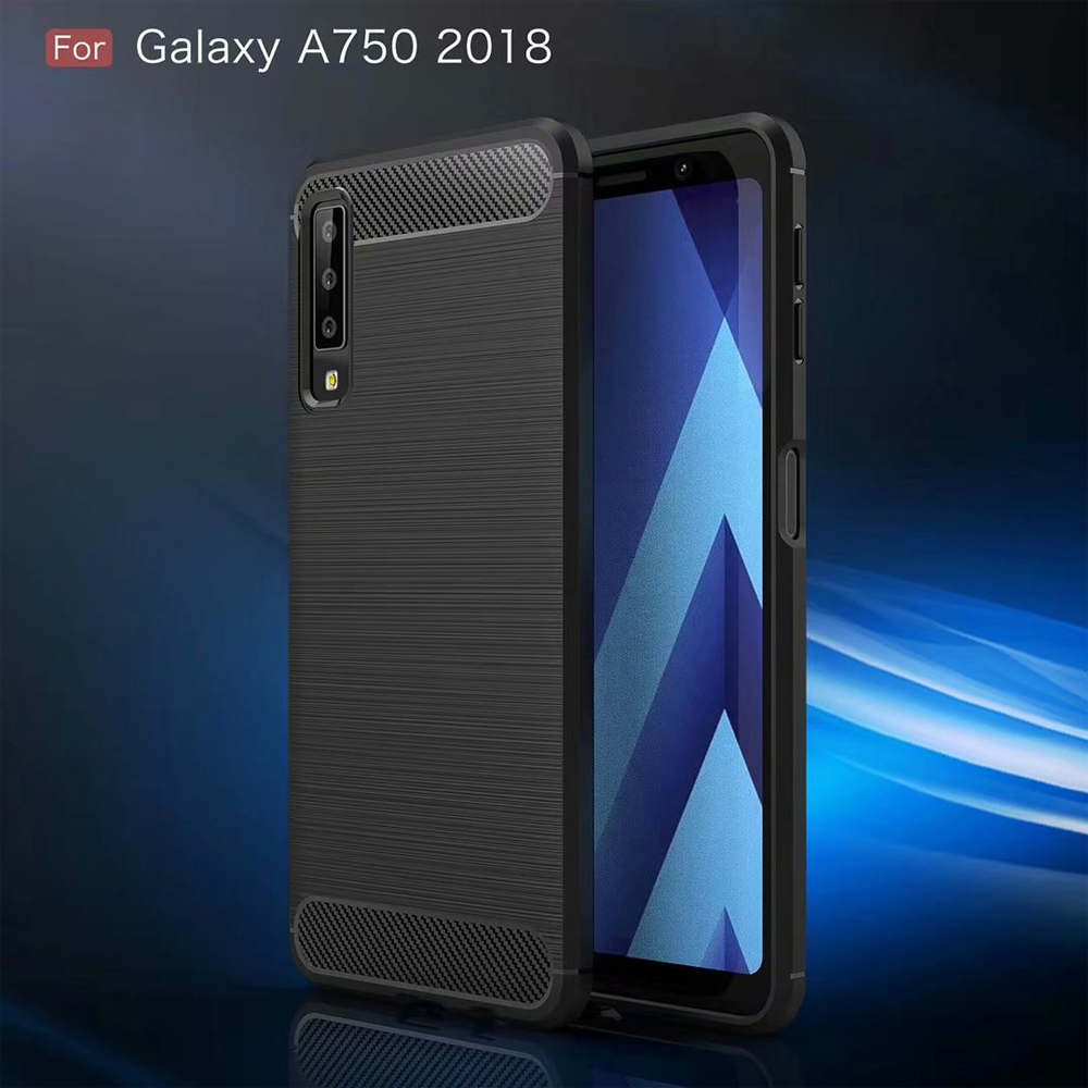 New Arrival Carbon Fiber Tpu case For Samsung galaxy A750 2018 brushed tpu soft cover