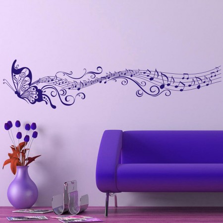 Wall Mural Decal Stickers Butterfly Music Home Window Art