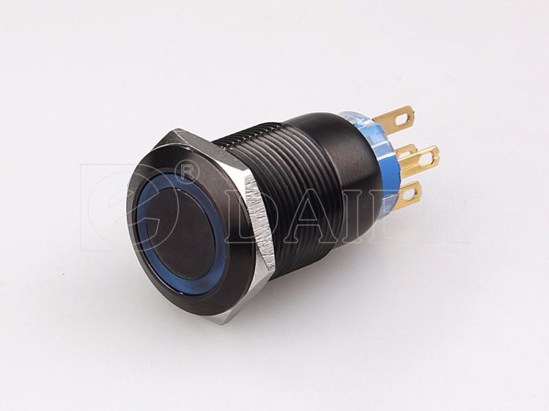 19mm Flat Button Ring Led Lamp Anti-Vandal Metal Push Button Switch