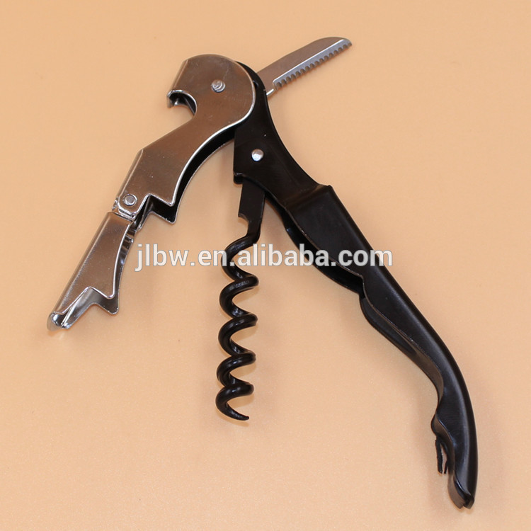 Home Furnishing essential Multifunctional black stainless steel corkscrew wine bottle opener