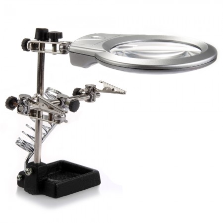 Magnifier Magnifying Glass LED Light Soldering Iron Stand Clamp Adjustable