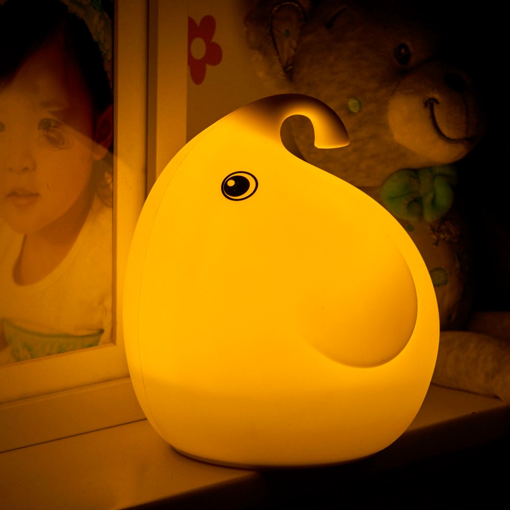 Elephant Soft Baby Nursery Lamp,Touch Sensor Decorative LED Light,USB Rechargeable Silicone Animal Night Light