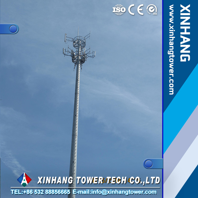 microwave antenna mast galvanized 30 meter tower monopole