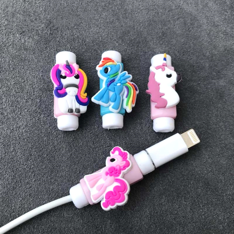 Little Pony Cartoon USB Cable Protector Unicorn Data Line Cord Protector Cable Winder Cover For iPhone