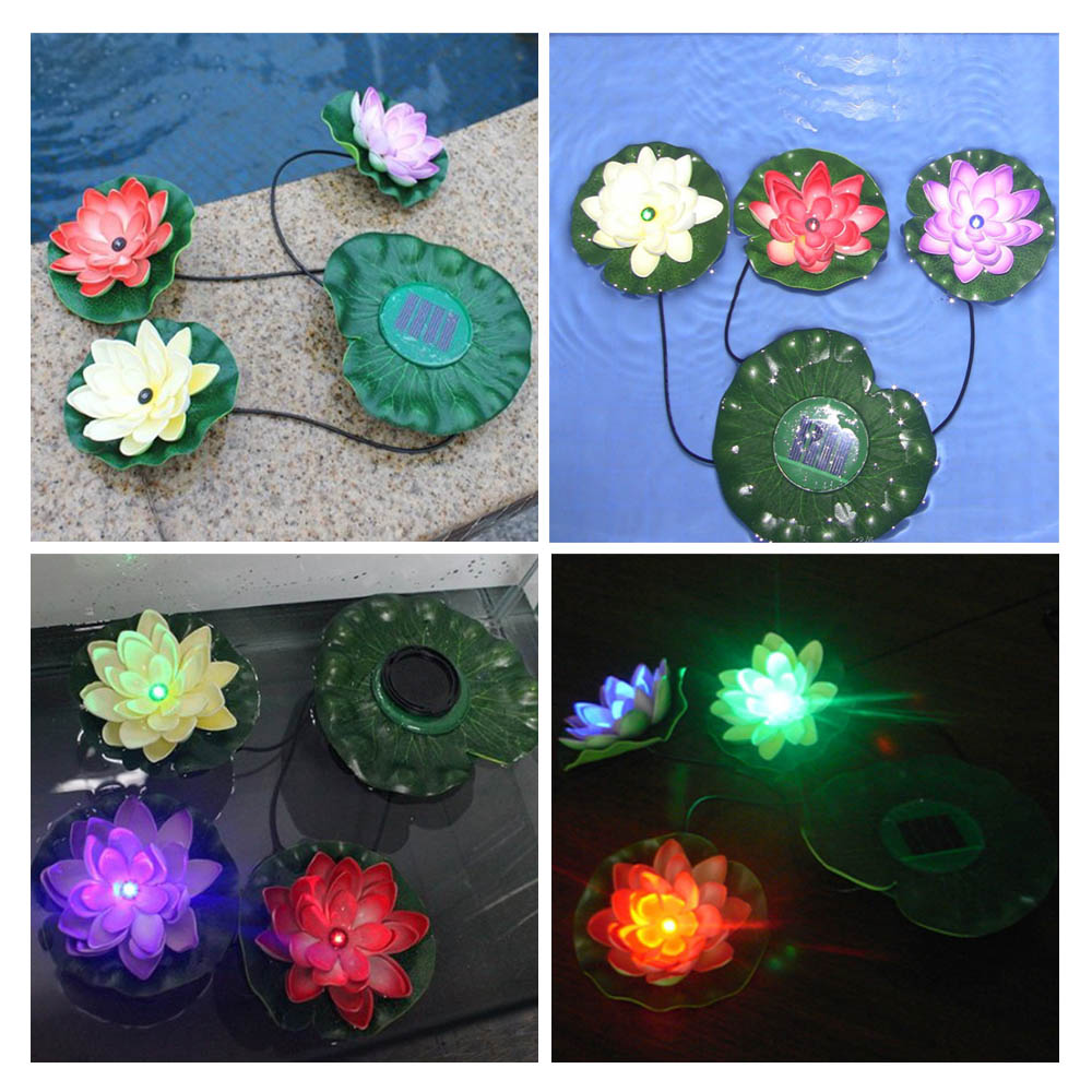 Practical Garden Pool Floating Lotus Solar Light Night Flower Lamp for Pond Fountain Decoration Solar Lamps