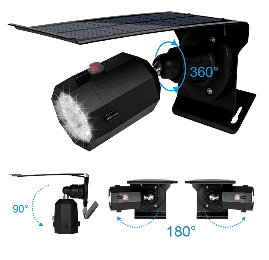10 LED Solar Light Adjustable Lighting Angle 500lm Waterproof Lamp Spotlight With Three Modes For Outdoor Garden Wall Yard