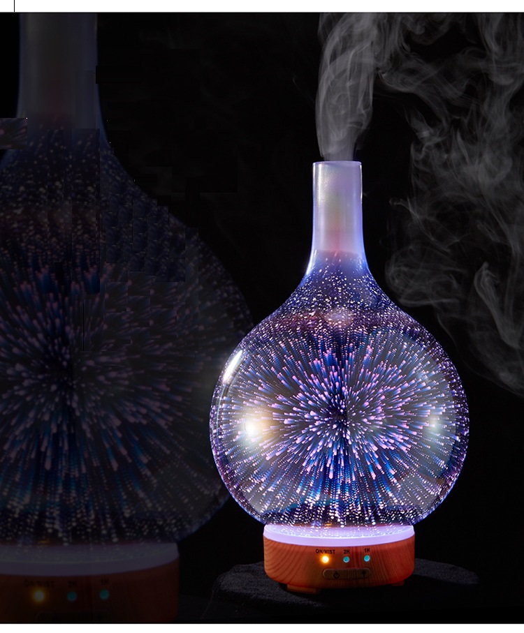 Hidly Ultrasonic Air Humidifier Essential Oil Diffuser ,3d Effect Glass Commercial Aroma Diffuser With CE ROHS FCC Certificate