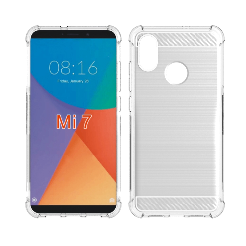 Carbon Fiber Cover soft Tpu case For Xiaomi Mi 7