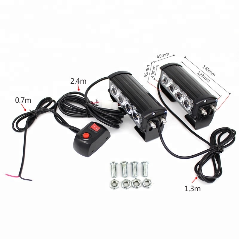 1set 4 LED 8w12V&24V High Power Strobe Light Fireman Flashing Police Emergency Warning Fire Flash Car Truck White Amber Red